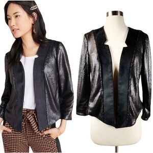 Anthropologie Black Sequin Blazer